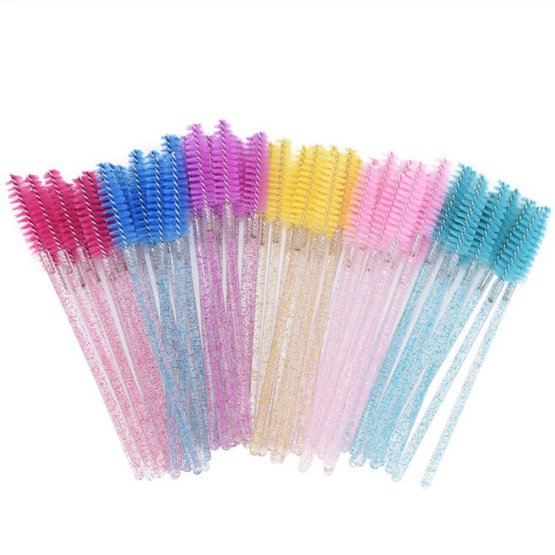 Set of 50 Crystal Eyelash Brushes – Disposable Brushes for Eyelash and Eyebrow Maintenance