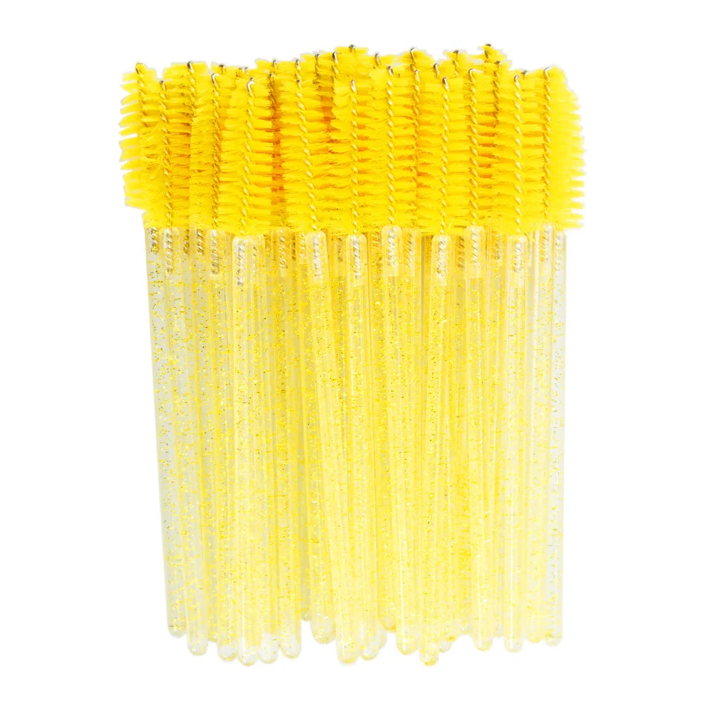 Set of 50 Crystal Eyelash Brushes – Disposable Brushes for Eyelash and Eyebrow Maintenance