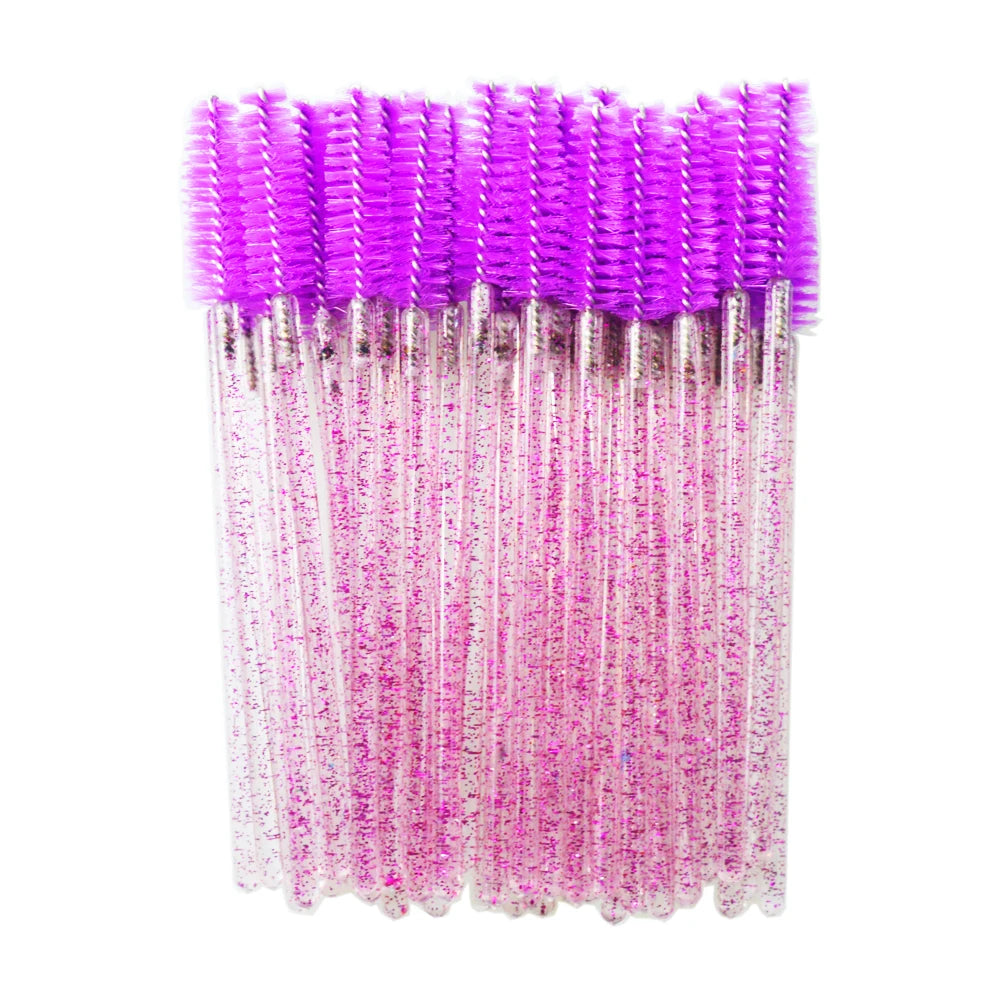 Set of 50 Crystal Eyelash Brushes – Disposable Brushes for Eyelash and Eyebrow Maintenance