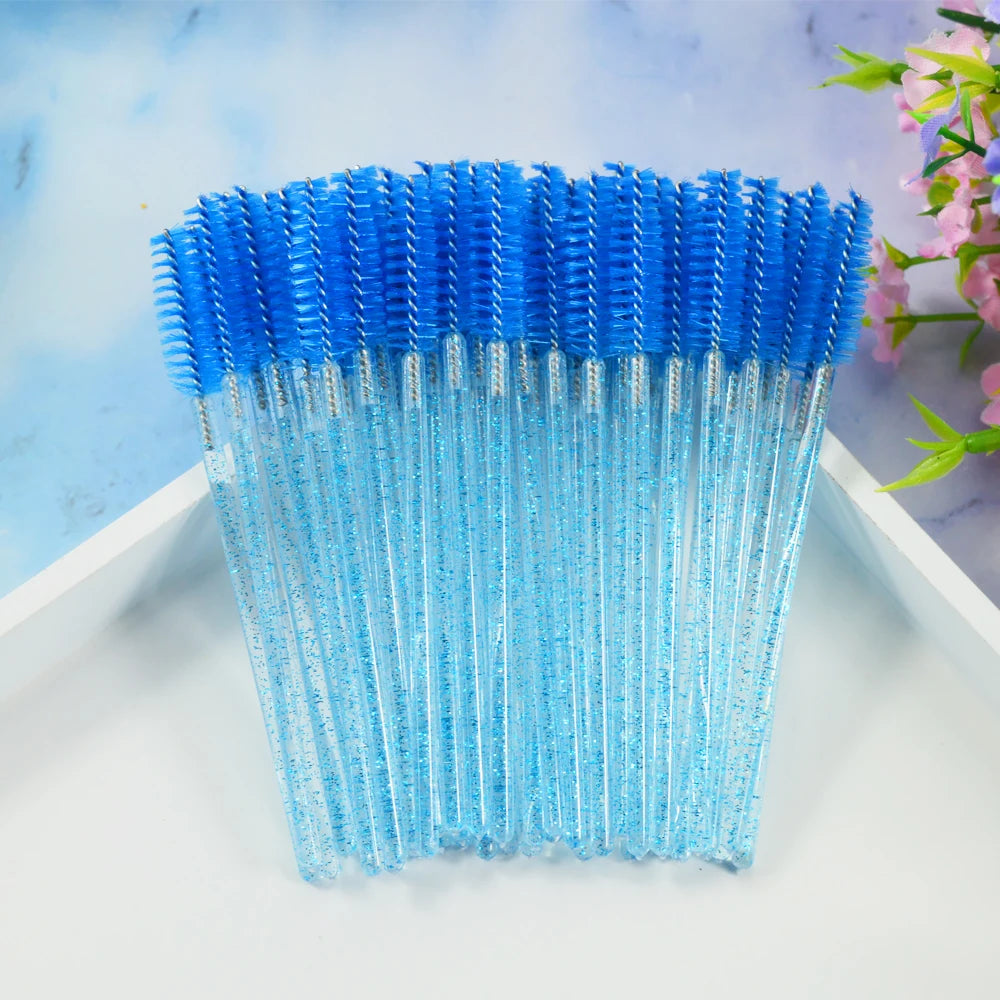 Set of 50 Crystal Eyelash Brushes – Disposable Brushes for Eyelash and Eyebrow Maintenance