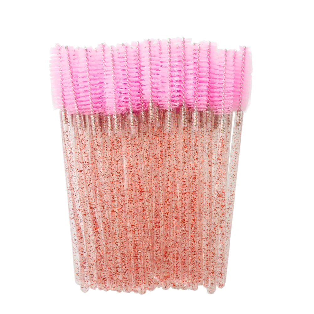 Set of 50 Crystal Eyelash Brushes – Disposable Brushes for Eyelash and Eyebrow Maintenance