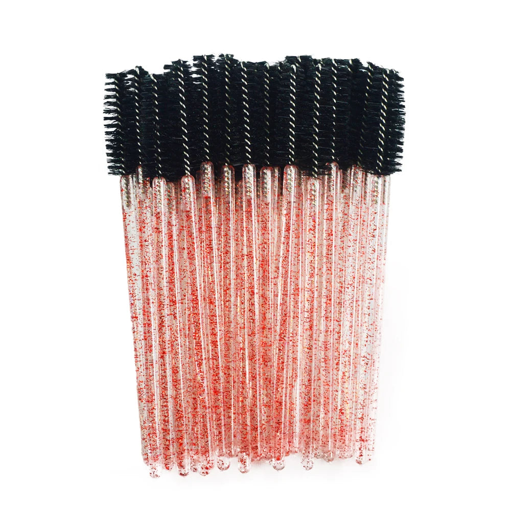Set of 50 Crystal Eyelash Brushes – Disposable Brushes for Eyelash and Eyebrow Maintenance