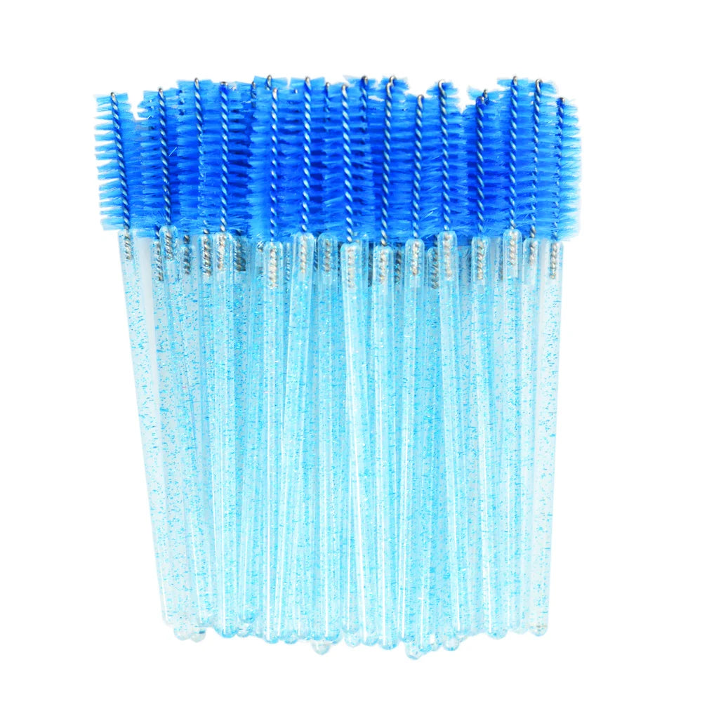 Set of 50 Crystal Eyelash Brushes – Disposable Brushes for Eyelash and Eyebrow Maintenance