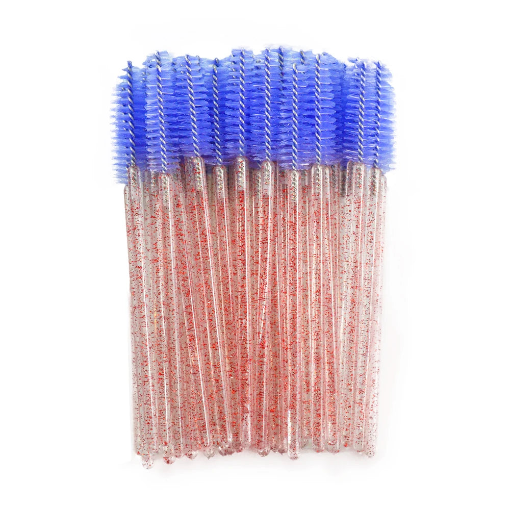 Set of 50 Crystal Eyelash Brushes – Disposable Brushes for Eyelash and Eyebrow Maintenance