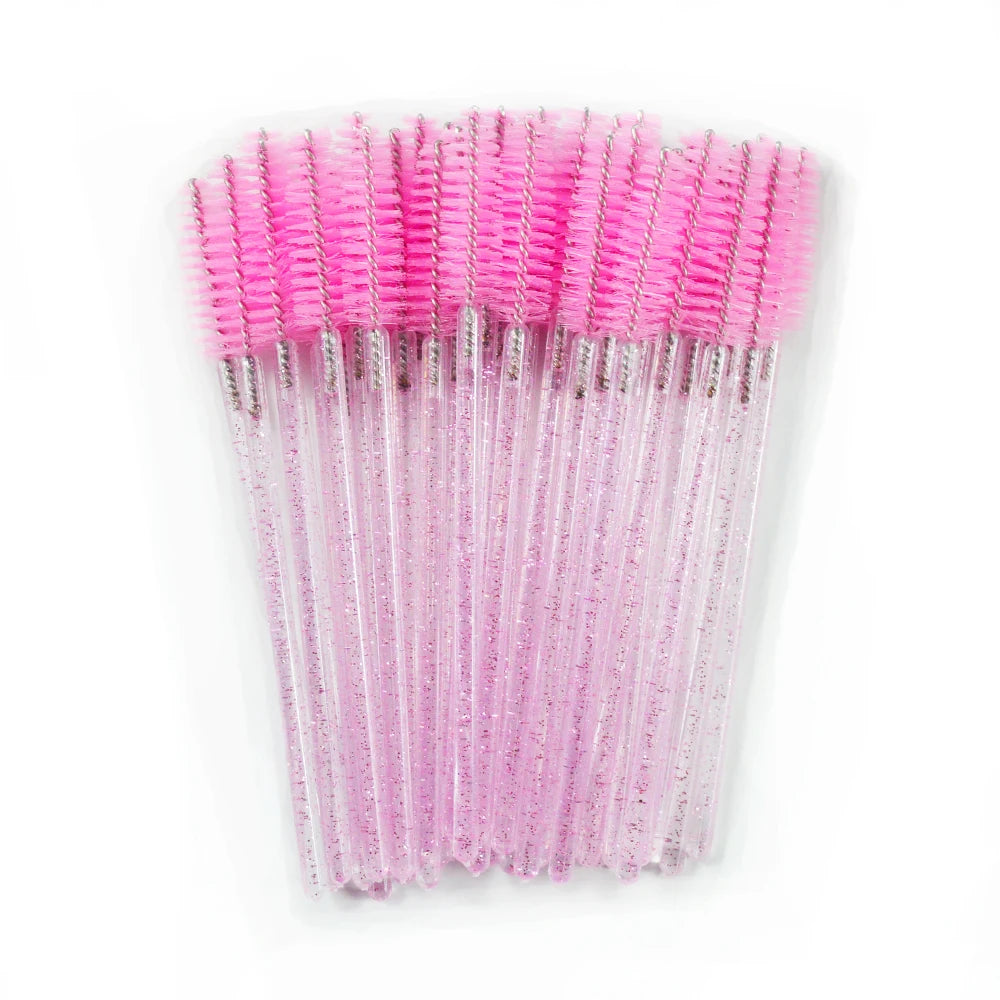 Set of 50 Crystal Eyelash Brushes – Disposable Brushes for Eyelash and Eyebrow Maintenance
