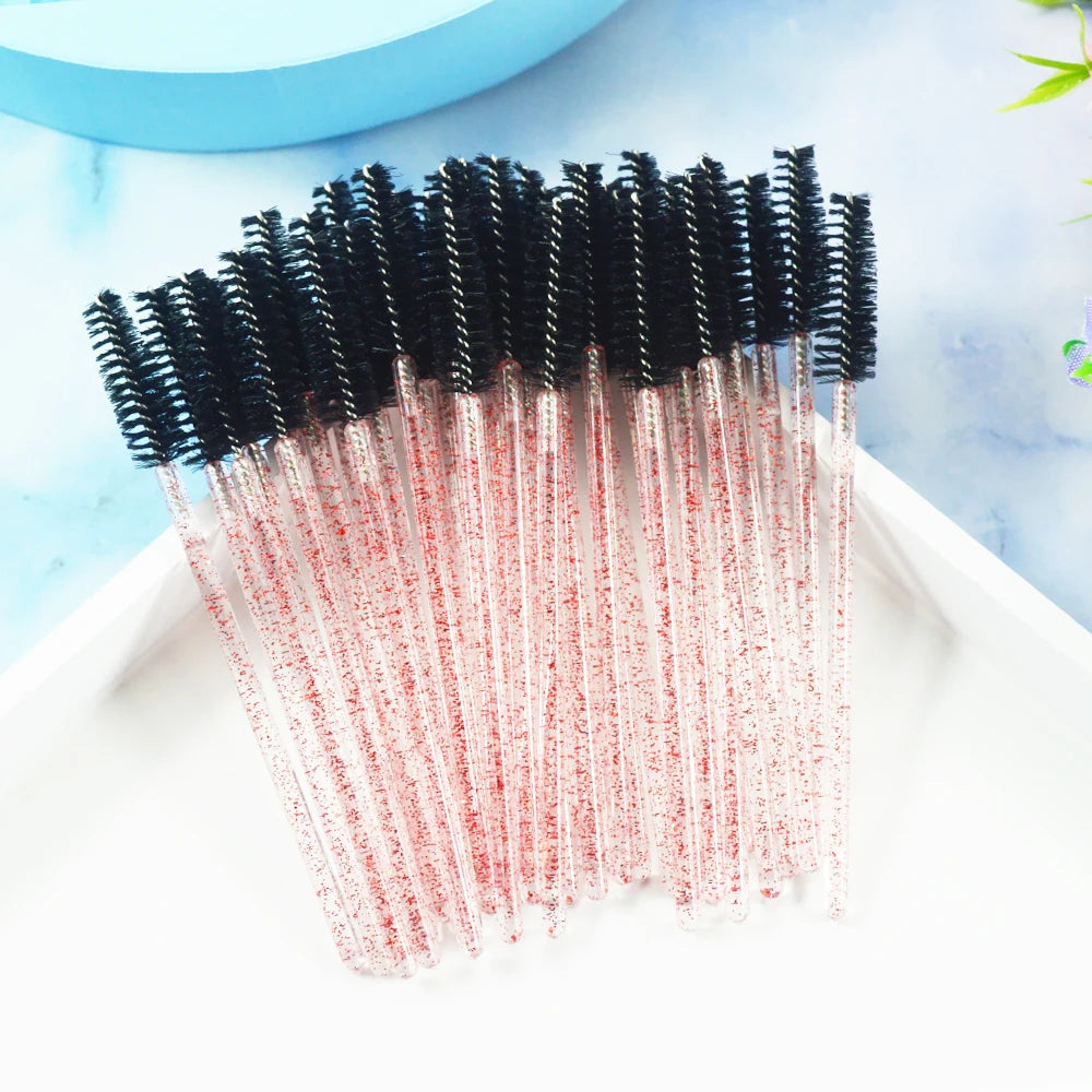 Set of 50 Crystal Eyelash Brushes – Disposable Brushes for Eyelash and Eyebrow Maintenance