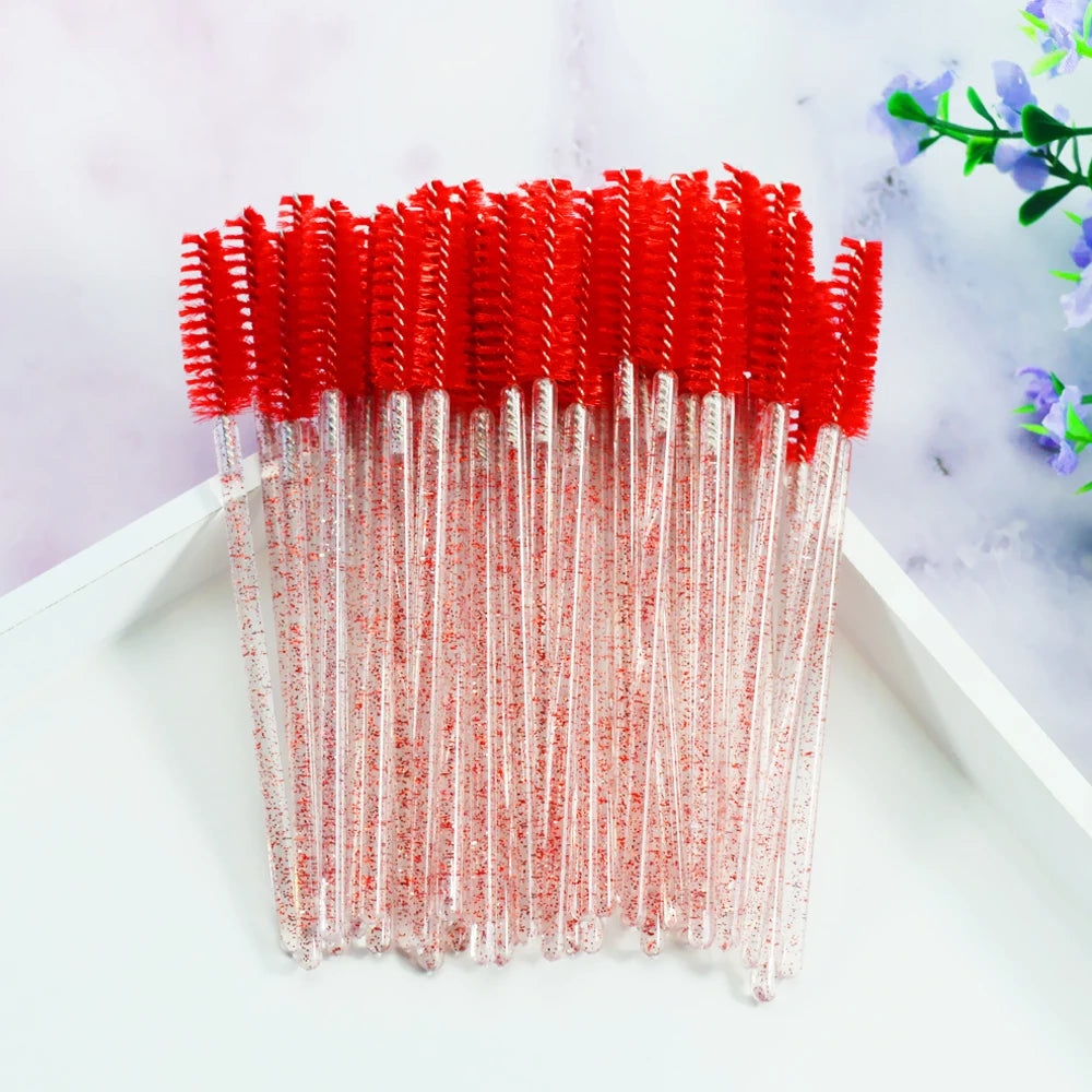 Set of 50 Crystal Eyelash Brushes – Disposable Brushes for Eyelash and Eyebrow Maintenance