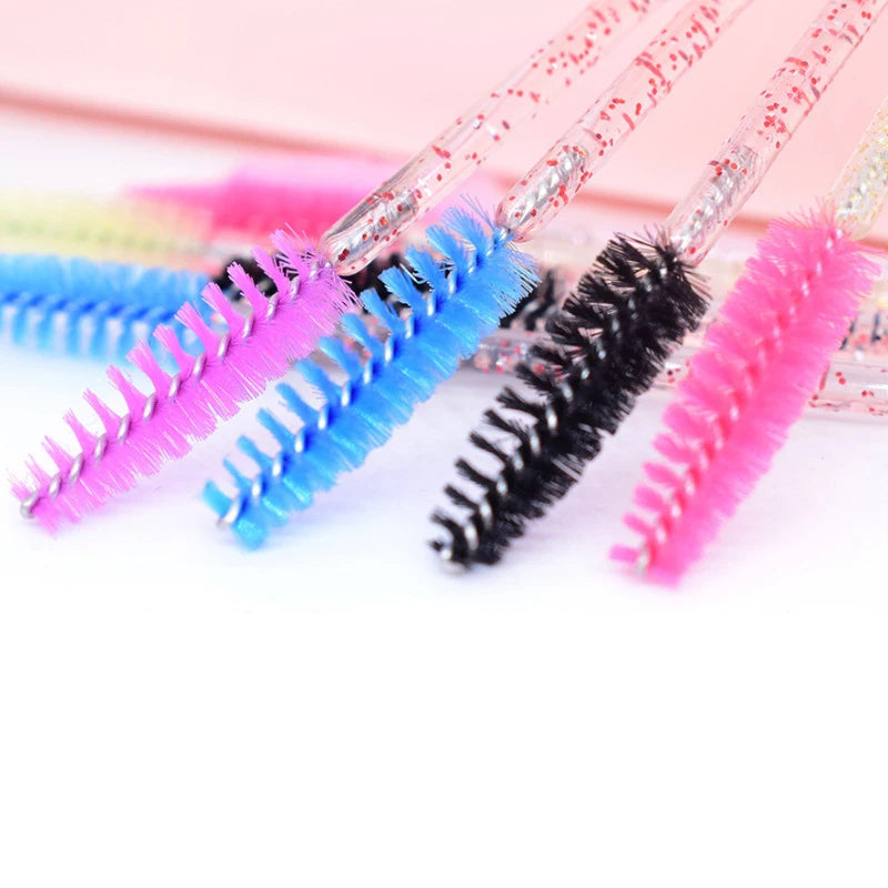 Set of 50 Crystal Eyelash Brushes – Disposable Brushes for Eyelash and Eyebrow Maintenance
