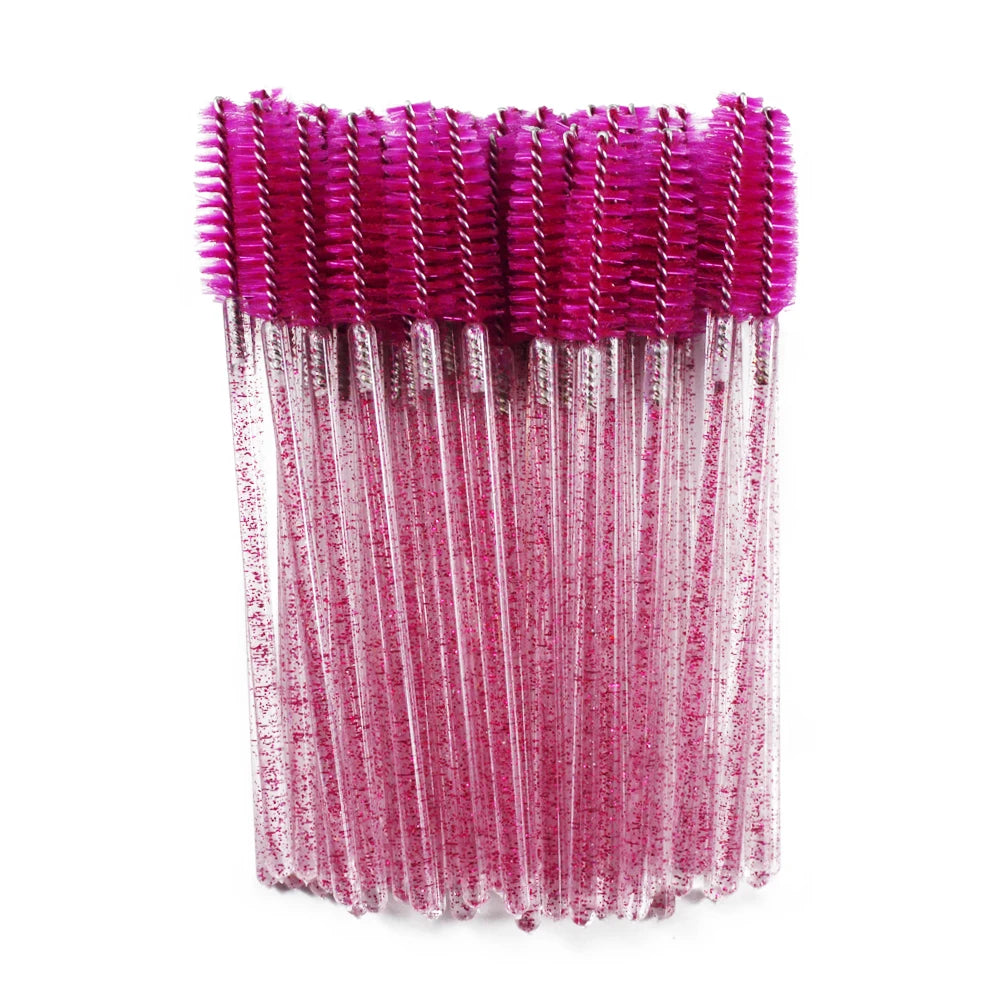 Set of 50 Crystal Eyelash Brushes – Disposable Brushes for Eyelash and Eyebrow Maintenance