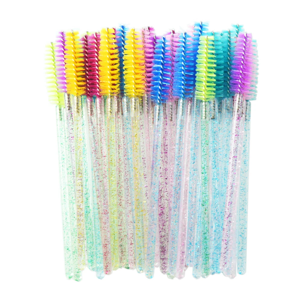 Set of 50 Crystal Eyelash Brushes – Disposable Brushes for Eyelash and Eyebrow Maintenance