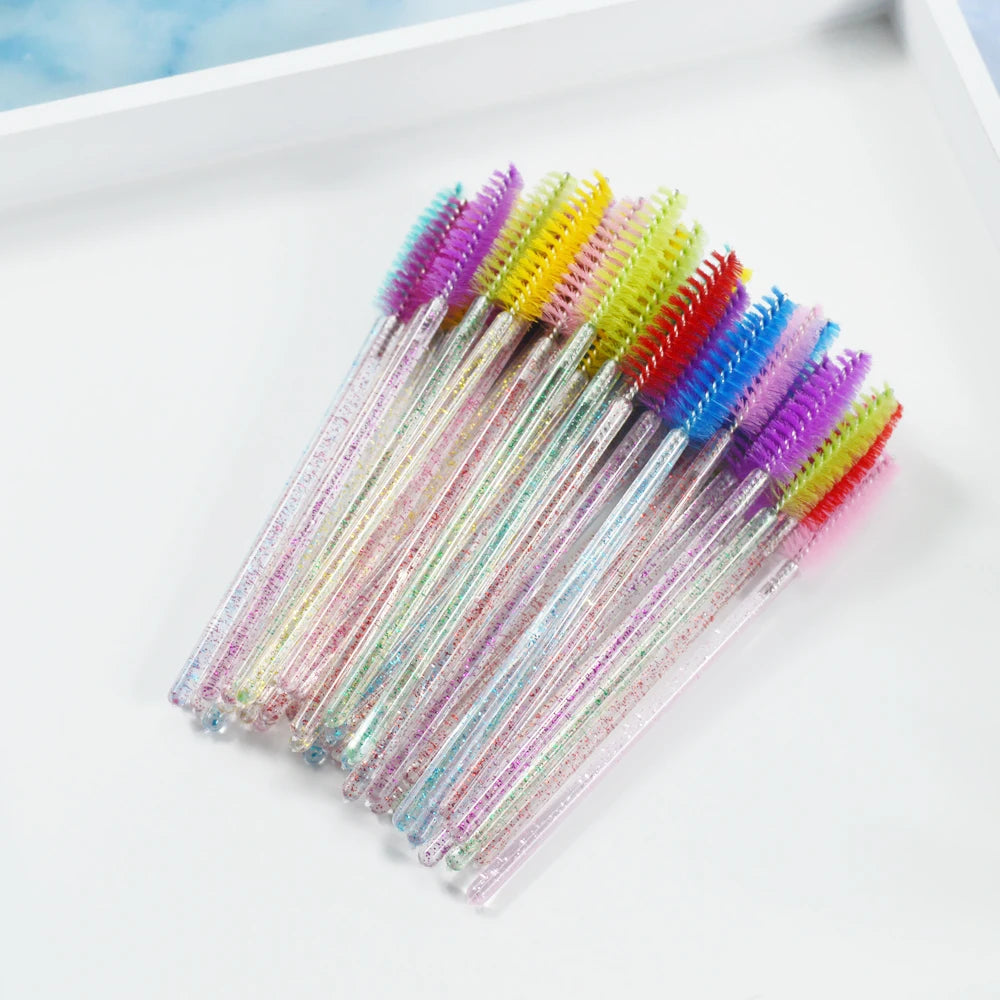 Set of 50 Crystal Eyelash Brushes – Disposable Brushes for Eyelash and Eyebrow Maintenance