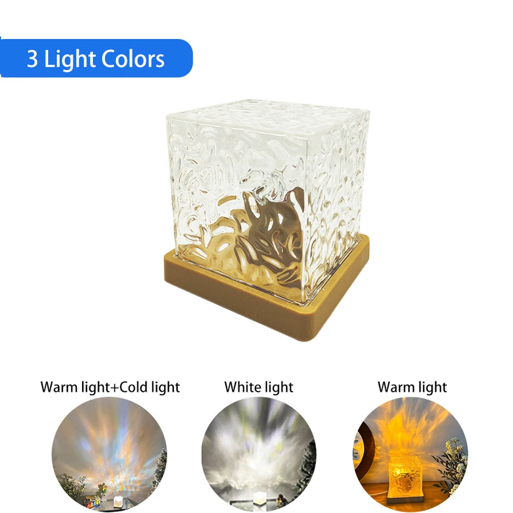 LED lamp with water wave projection, romantic atmosphere, gift for couples