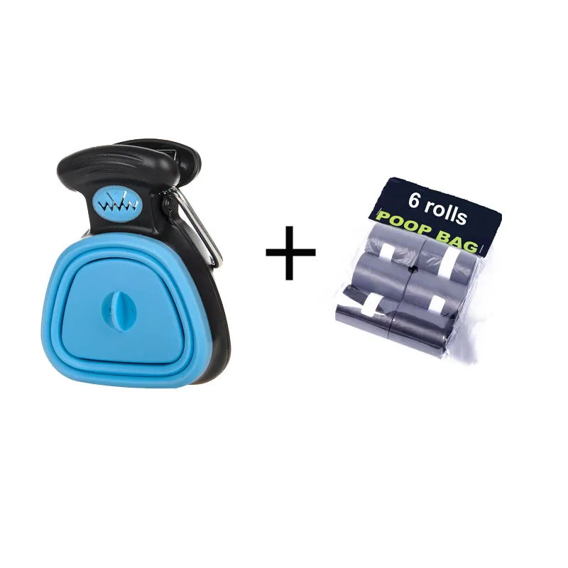 Foldable Dog Poop Bag Dispenser and Scoop – Hygienic Solution for Cleaning Up Pet Waste, Ideal for Walks and Travel