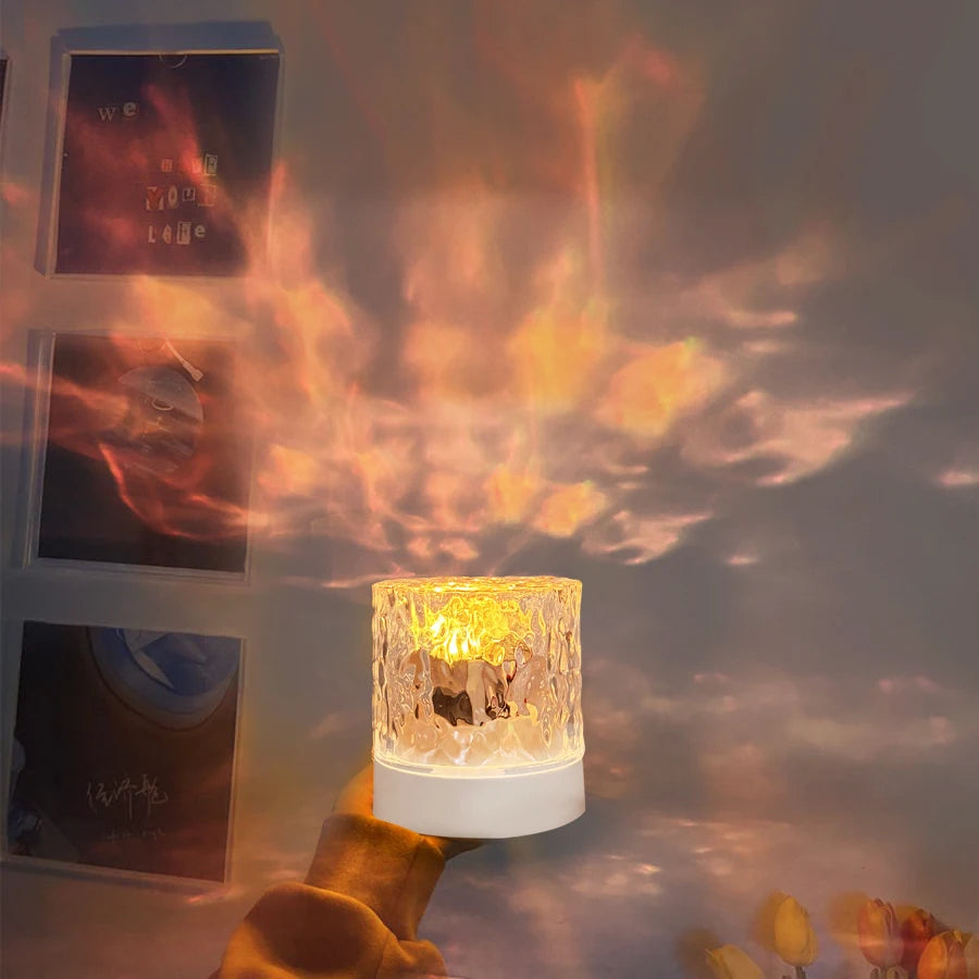 LED lamp with water wave projection, romantic atmosphere, gift for couples