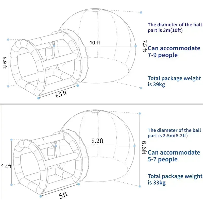 Transparent Inflatable Bubble Tent for Kids 10ft – Outdoor Play and Parties