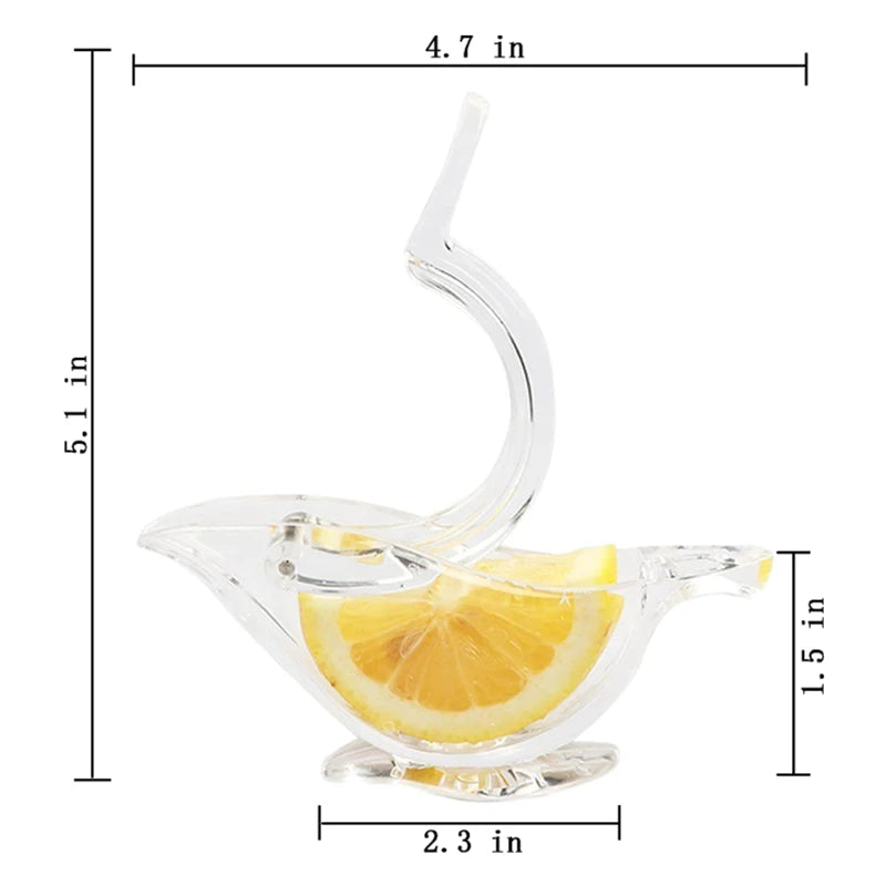 Bird-shaped manual orange squeezer – Quick and efficient citrus juicer with a playful and portable design. Ideal for home, office or travel.
