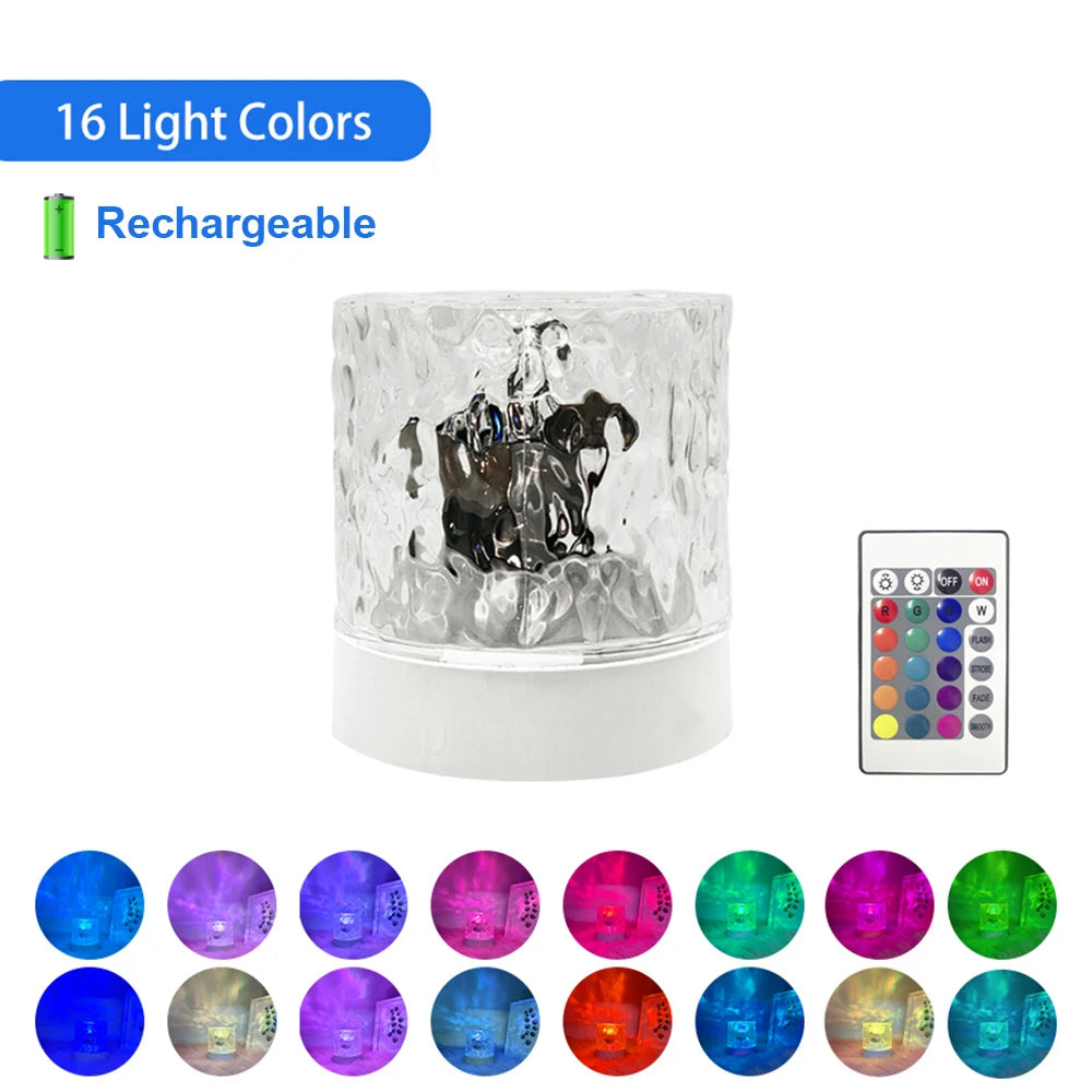 LED lamp with water wave projection, romantic atmosphere, gift for couples