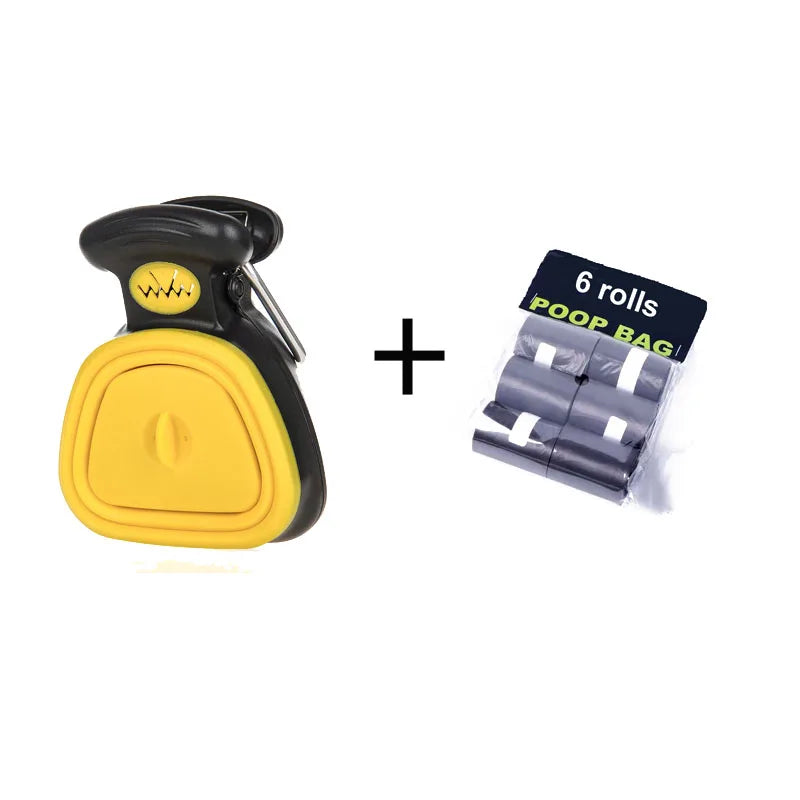 Foldable Dog Poop Bag Dispenser and Scoop – Hygienic Solution for Cleaning Up Pet Waste, Ideal for Walks and Travel