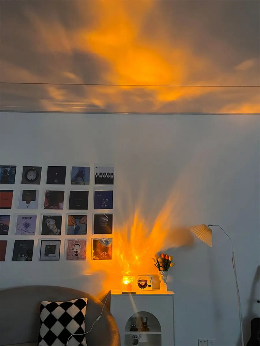 LED lamp with water wave projection, romantic atmosphere, gift for couples