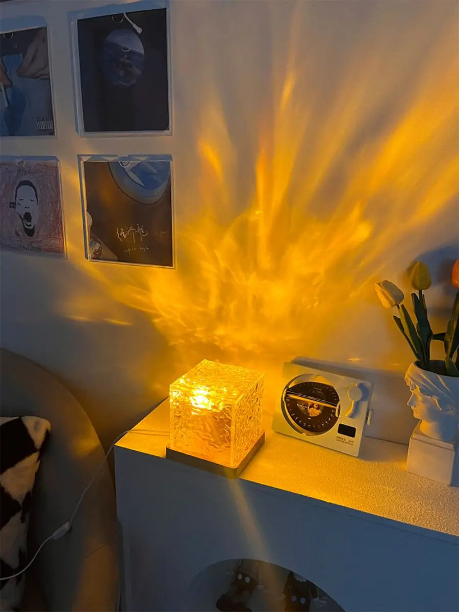 LED lamp with water wave projection, romantic atmosphere, gift for couples