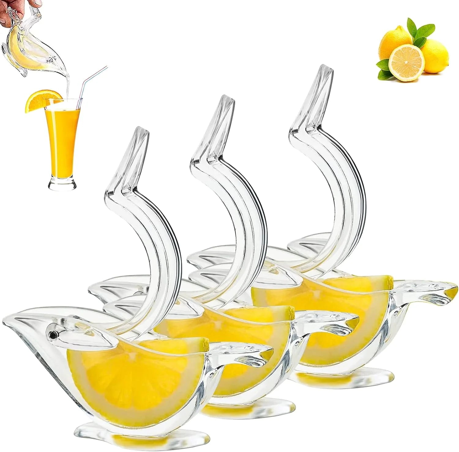 Bird-shaped manual orange squeezer – Quick and efficient citrus juicer with a playful and portable design. Ideal for home, office or travel.