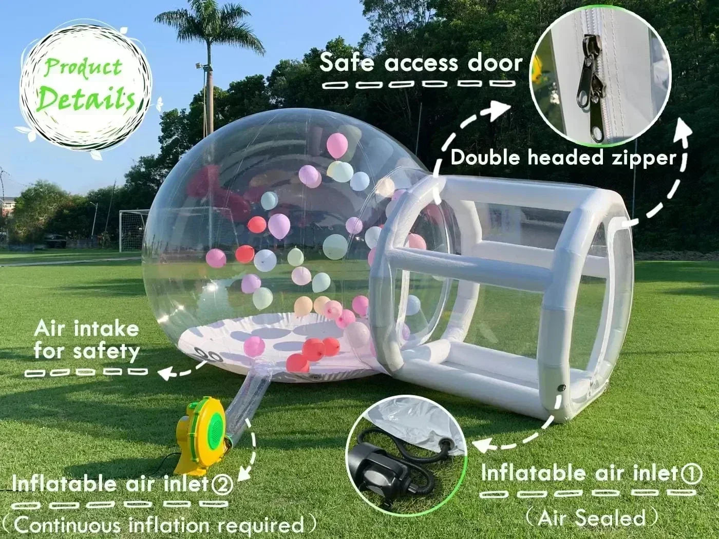 Transparent Inflatable Bubble Tent for Kids 10ft – Outdoor Play and Parties