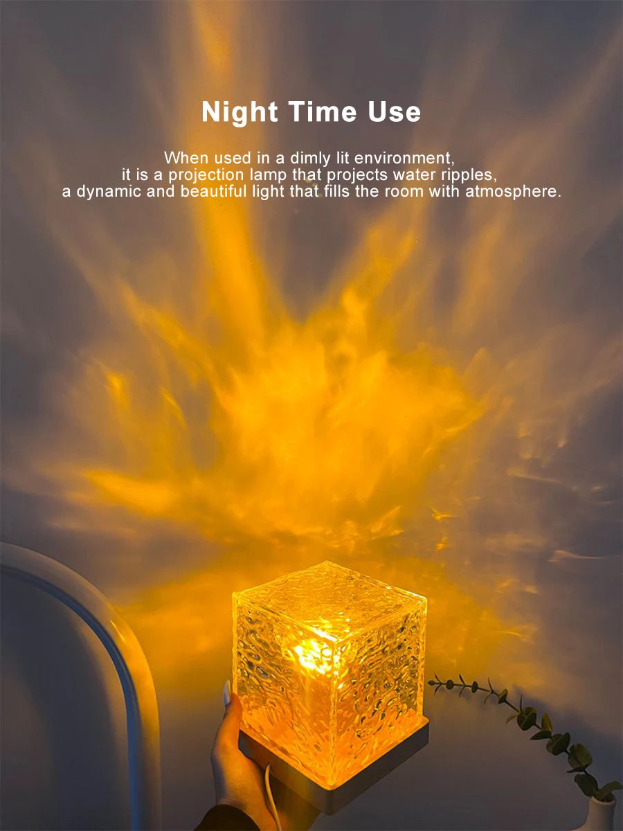 LED lamp with water wave projection, romantic atmosphere, gift for couples