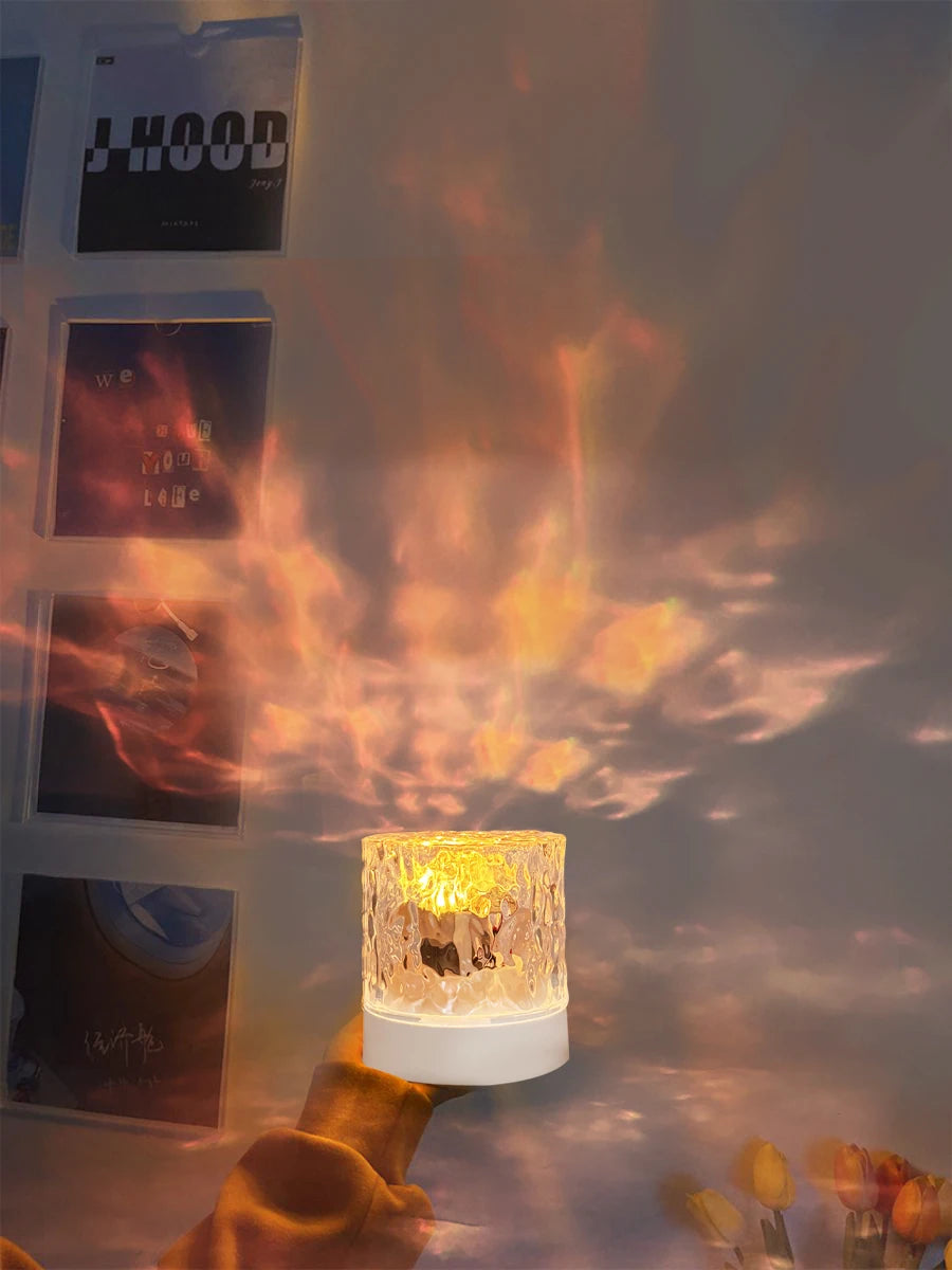 LED lamp with water wave projection, romantic atmosphere, gift for couples