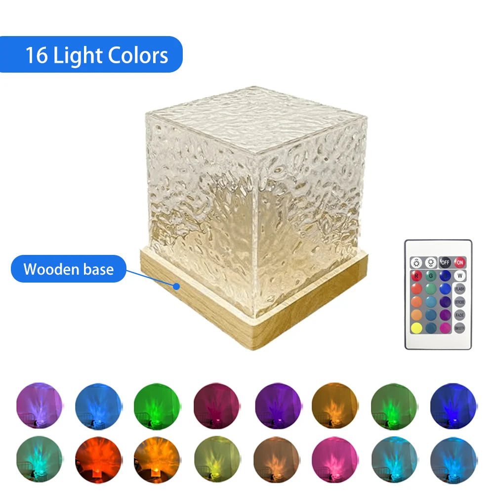 LED lamp with water wave projection, romantic atmosphere, gift for couples